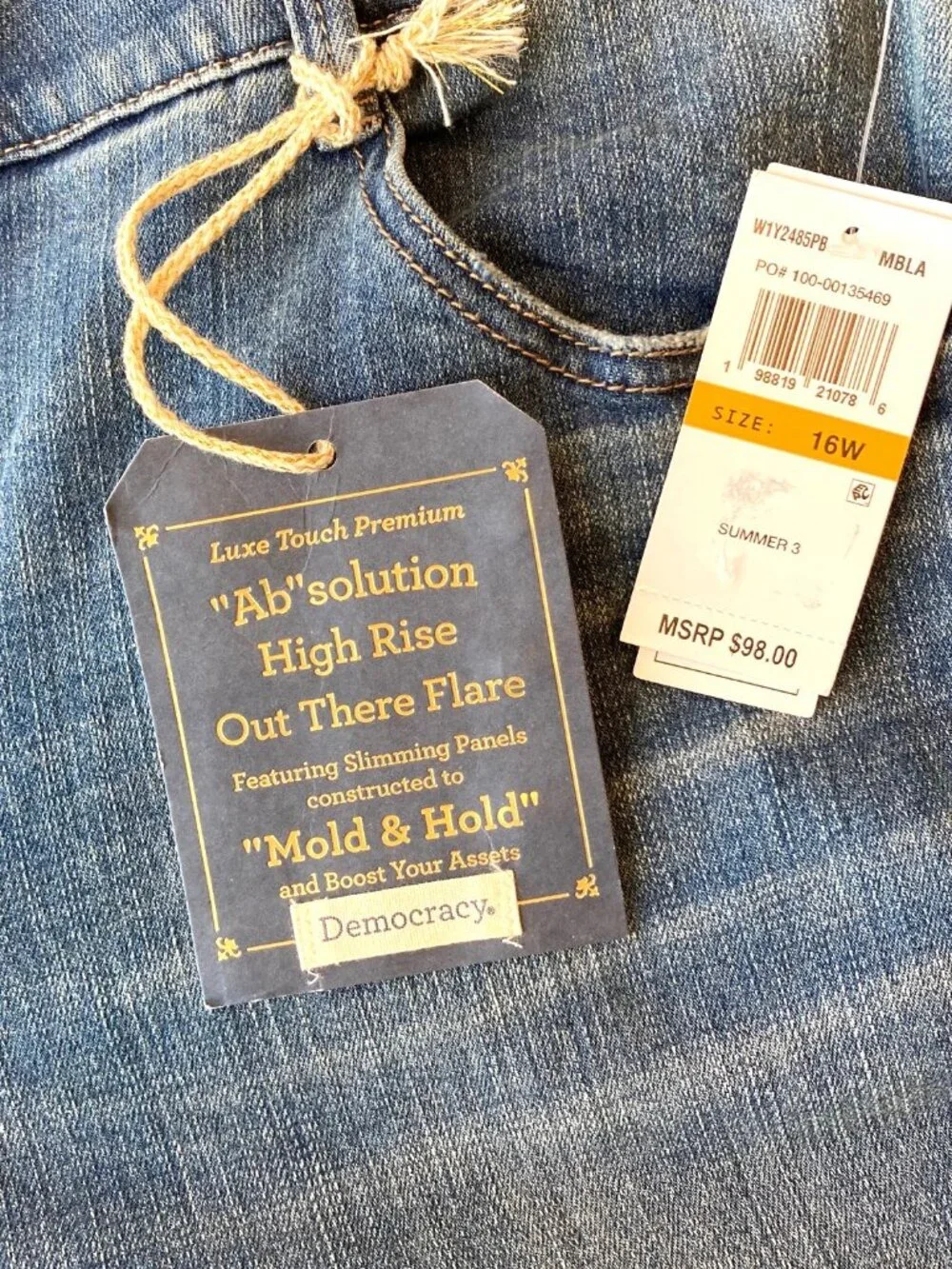 Democracy Ab Solution High Rise Out There Flare Jeans 16W Mid Blue Artisanal NWT